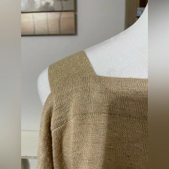 Soft Surroundings Cold Shoulder Mixed Media L Shiny Glitter Effect - Picture 3 of 10